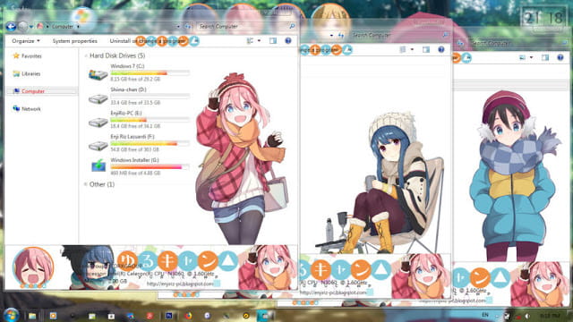 Windows7 萌化电脑主题 摇曳露营