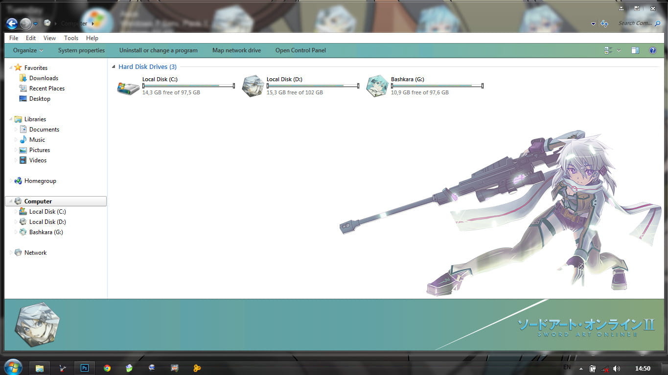 Windows7 萌化电脑主题 朝田诗乃