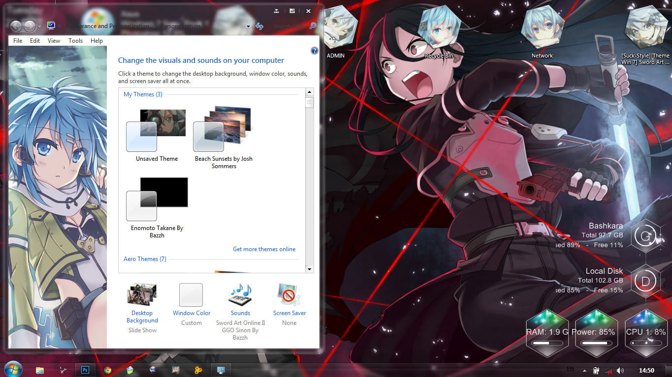 Windows7 萌化电脑主题 朝田诗乃