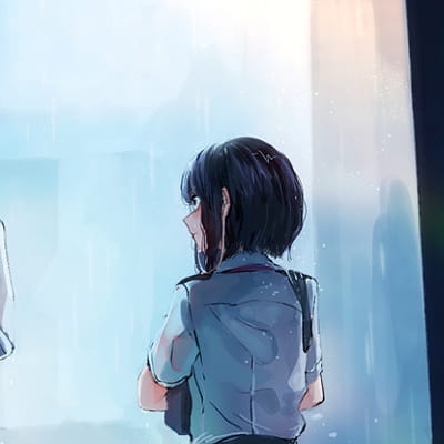 我们站着 不说话 就十分美好 一左一右唯美动漫情侣头像