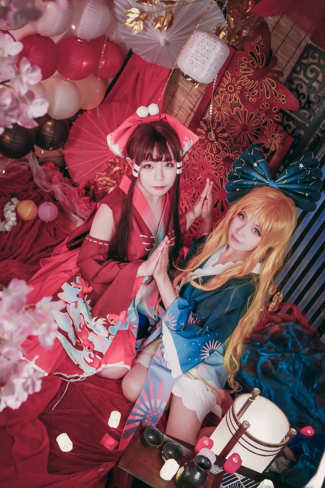 东方Project 中秋贺图 灵梦 魔理沙 cosplay