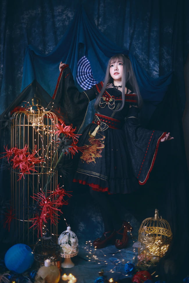 Lolita 刺绣 彼岸花 cosplay