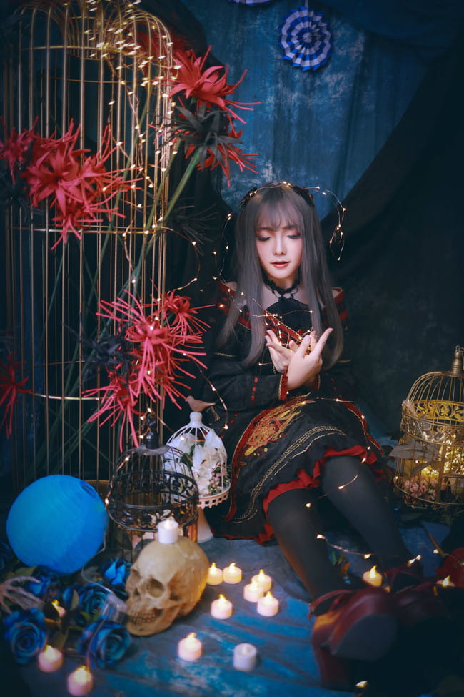 Lolita 刺绣 彼岸花 cosplay
