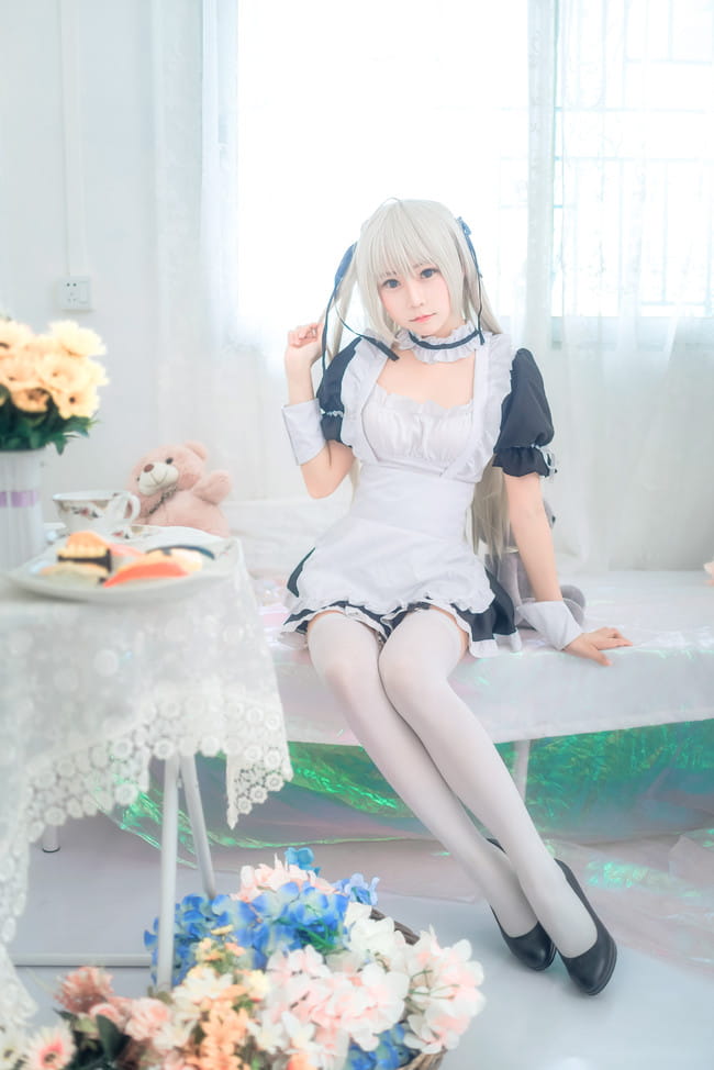 缘之空 穹妹 女仆 白丝 腿控 cosplay