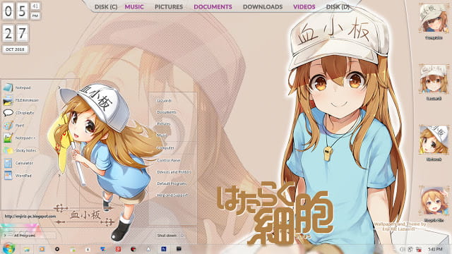 Windows7 萌化电脑主题 工作细胞 血小板