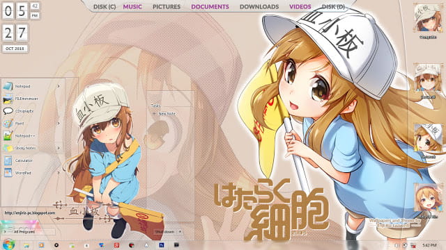 Windows7 萌化电脑主题 工作细胞 血小板