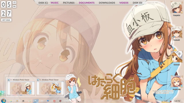 Windows7 萌化电脑主题 工作细胞 血小板