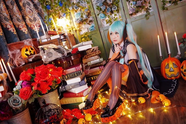 VOCALOID 万圣节 初音ミク 双马尾 绝对领域 cosplay