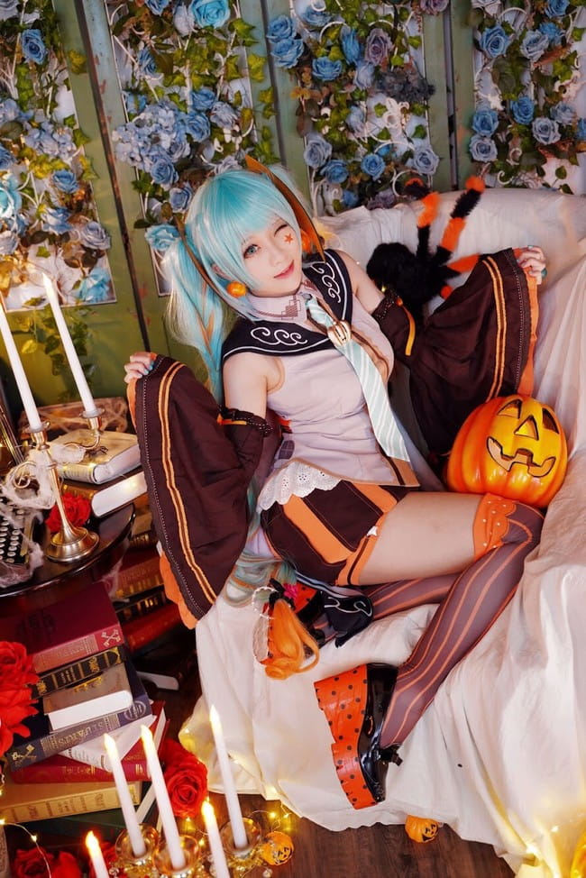 VOCALOID 万圣节 初音ミク 双马尾 绝对领域 cosplay