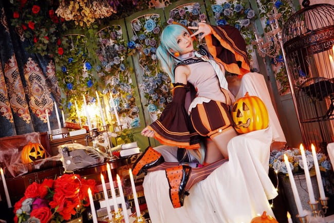 VOCALOID 万圣节 初音ミク 双马尾 绝对领域 cosplay