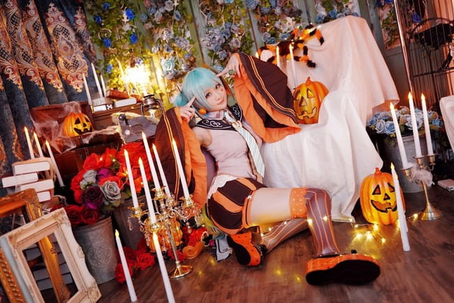 VOCALOID 万圣节 初音ミク 双马尾 绝对领域 cosplay