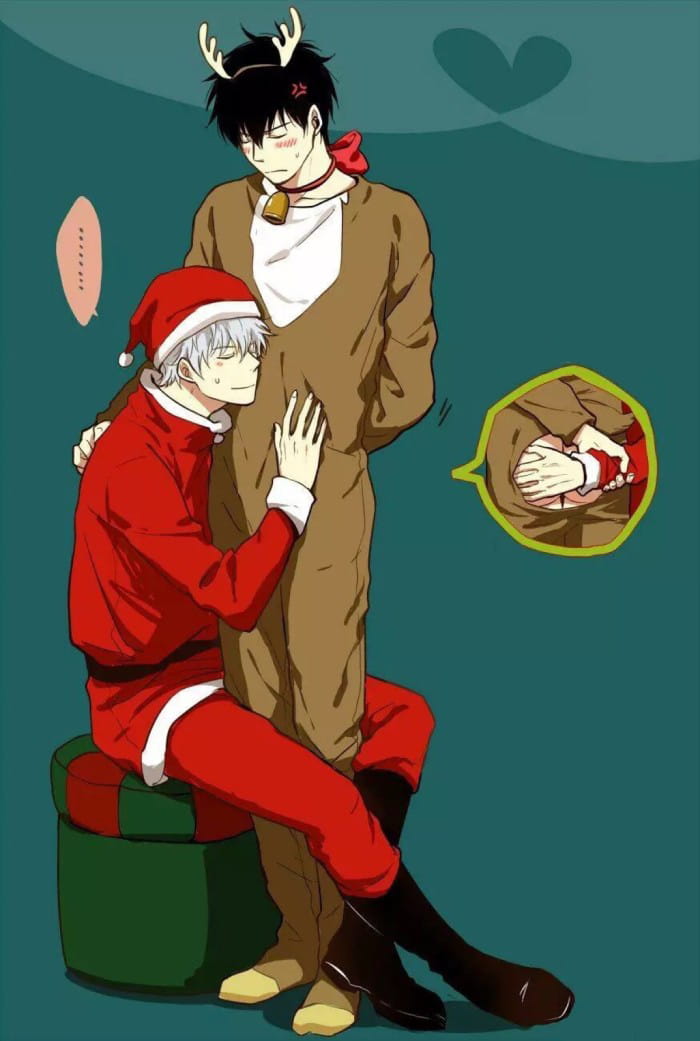 雪橇、驯鹿、红色衣服，是我的三件法宝—银魂圣诞篇手机壁纸(1)