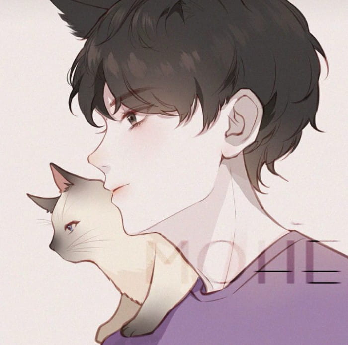 男生基佬一左一右冷酷 动漫男头