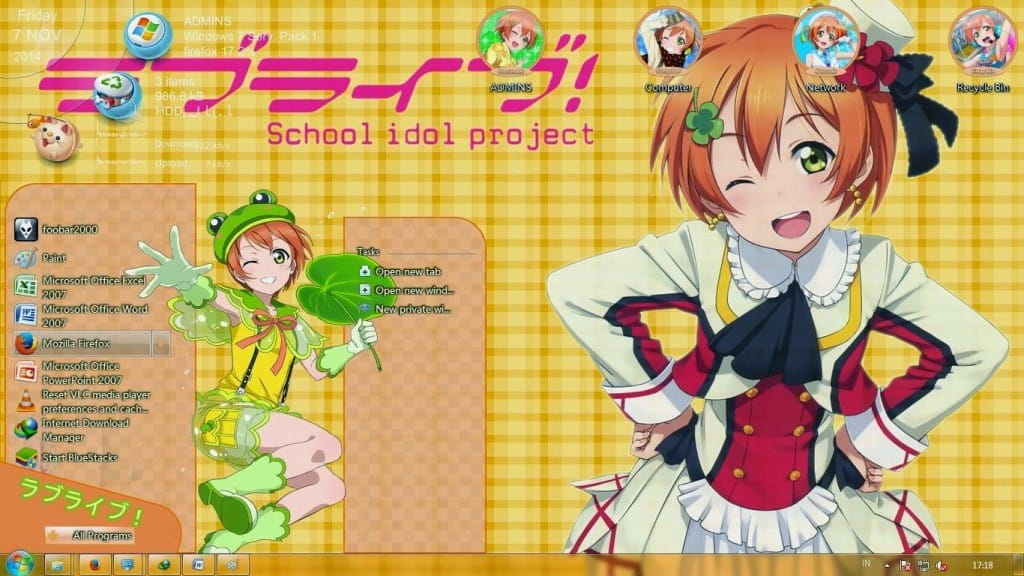 星空凛 win7主题 LoveLive!