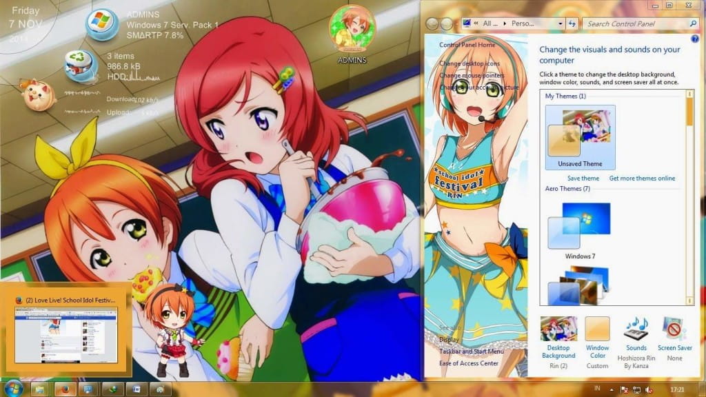 星空凛 win7主题 LoveLive!