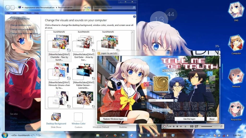 友利奈绪 win8主题 Charlotte