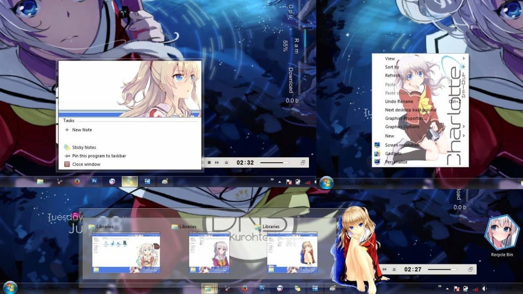 友利奈绪 win8主题 Charlotte