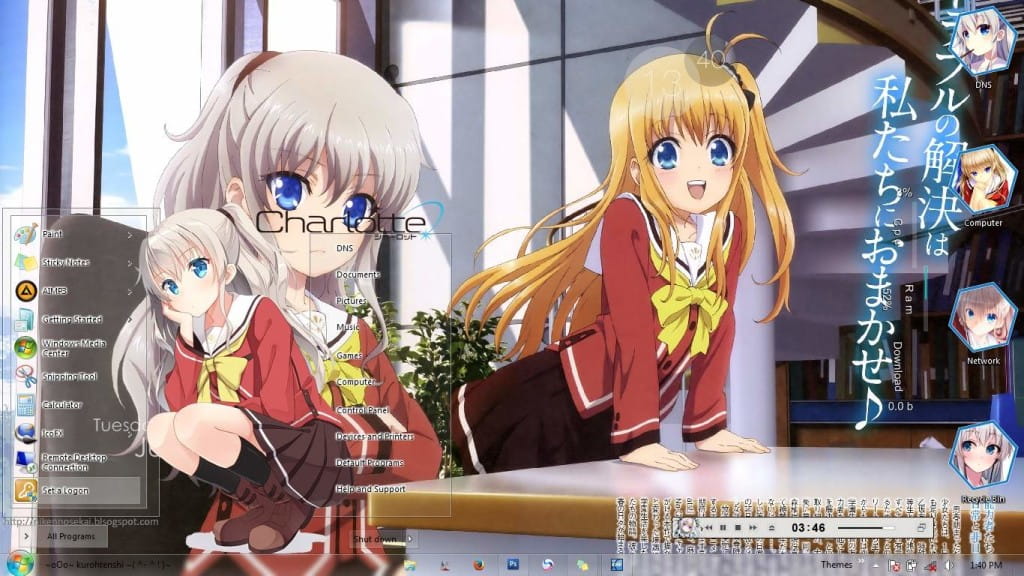 友利奈绪 win8主题 Charlotte