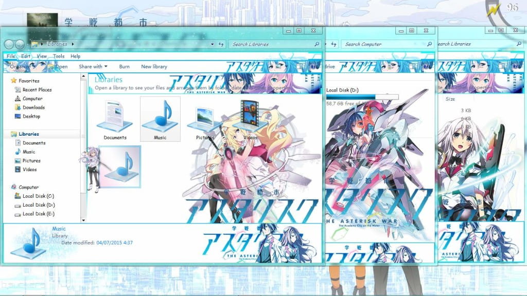 学园都市 win7主题 清新明亮的浅紫色