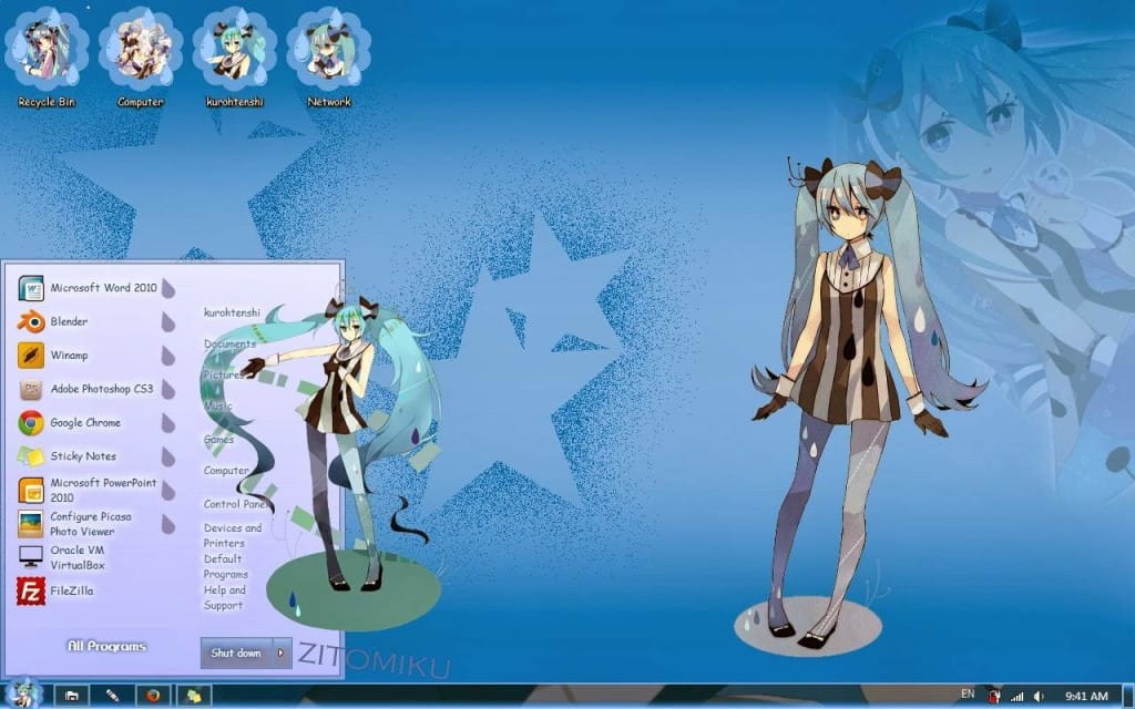 【win7主题】初音未来 miku小公举电脑主题