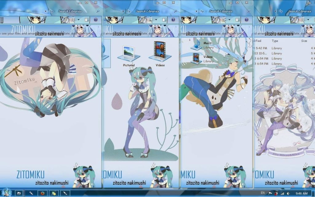 【win7主题】初音未来 miku小公举电脑主题