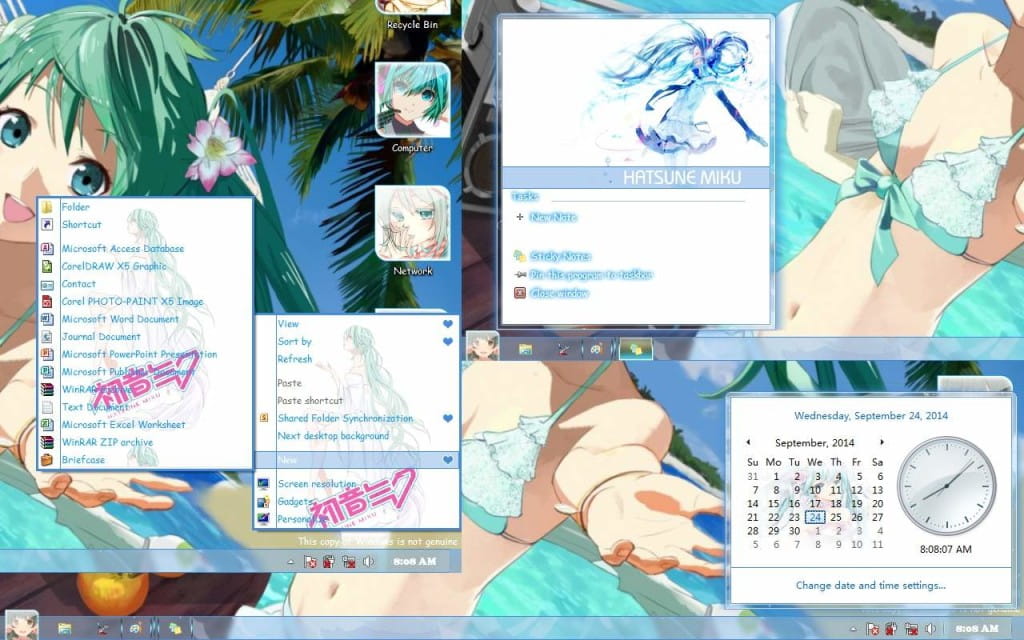 【win7主题】世界第一公主殿下miku 生日来一发电