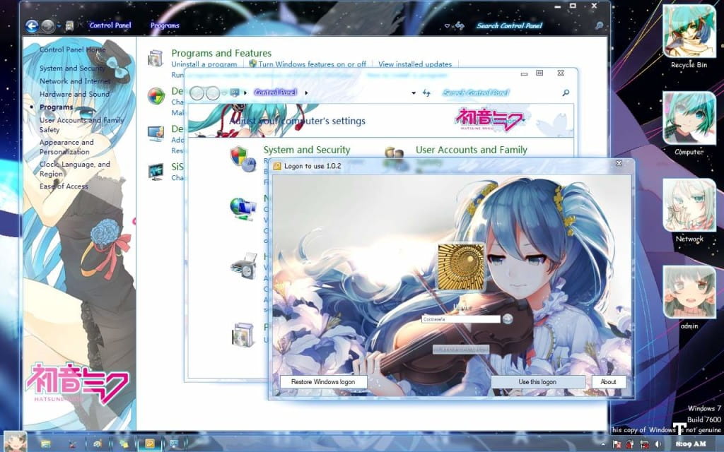 【win7主题】世界第一公主殿下miku 生日来一发电