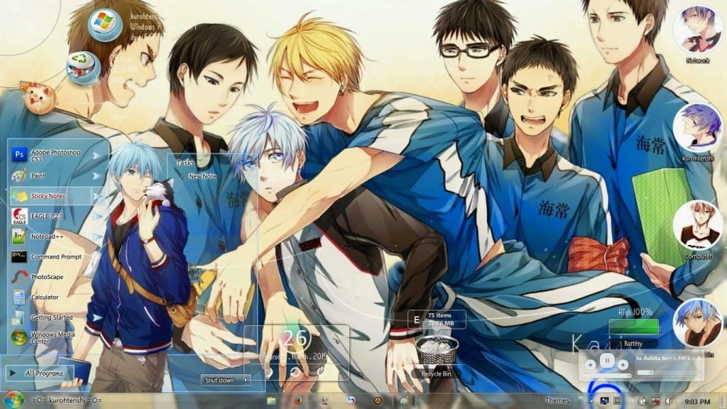 【win7主题】黑子的篮球帅气电脑win7主题