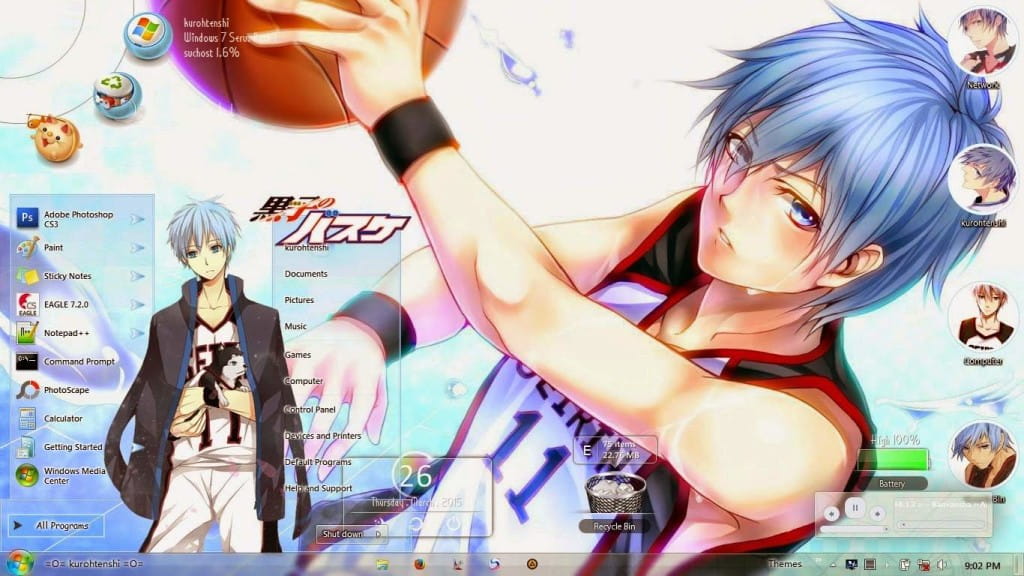 【win7主题】黑子的篮球帅气电脑win7主题