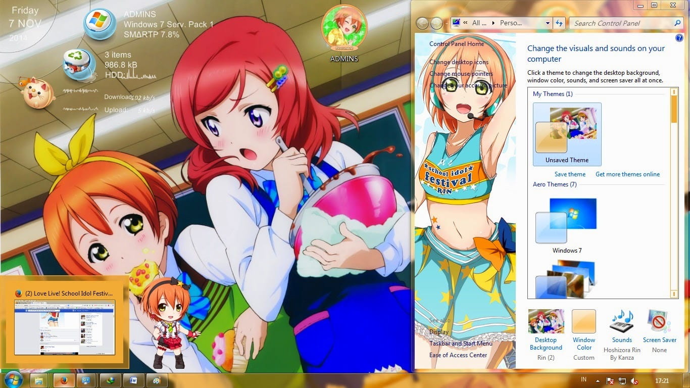 【win7主题】LOVE LIVE 星空凛 凛喵の超元气主题~