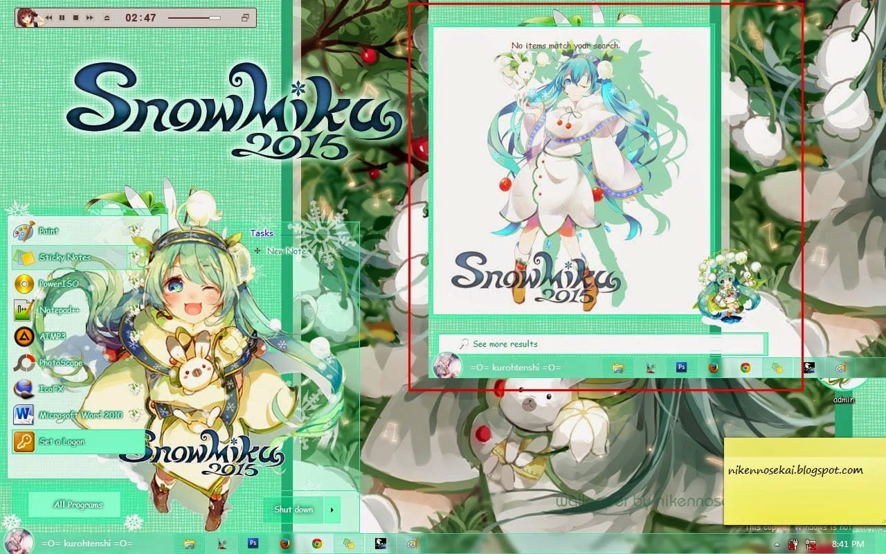 【win7主题】雪初音~snow miku2015~雪莲花裙~