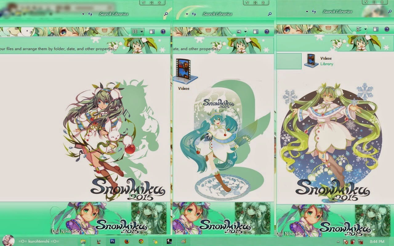 【win7主题】雪初音~snow miku2015~雪莲花裙~