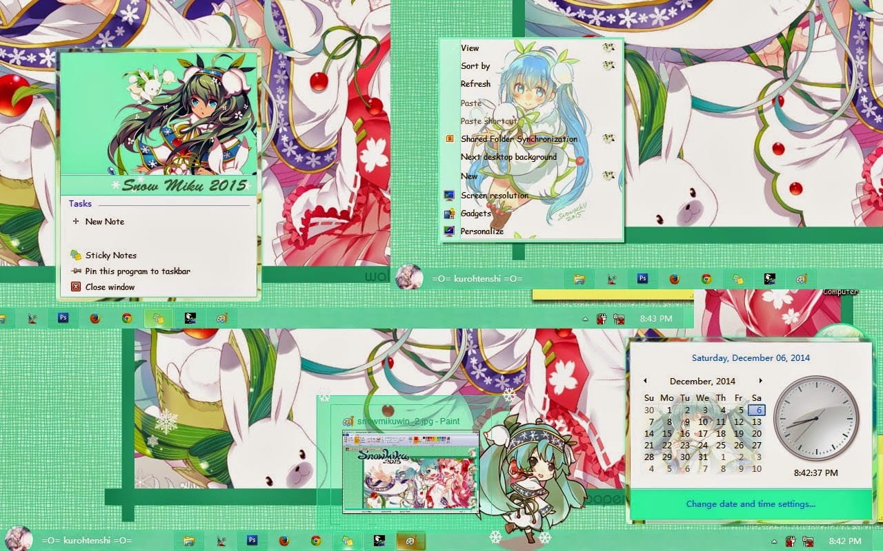 【win7主题】雪初音~snow miku2015~雪莲花裙~