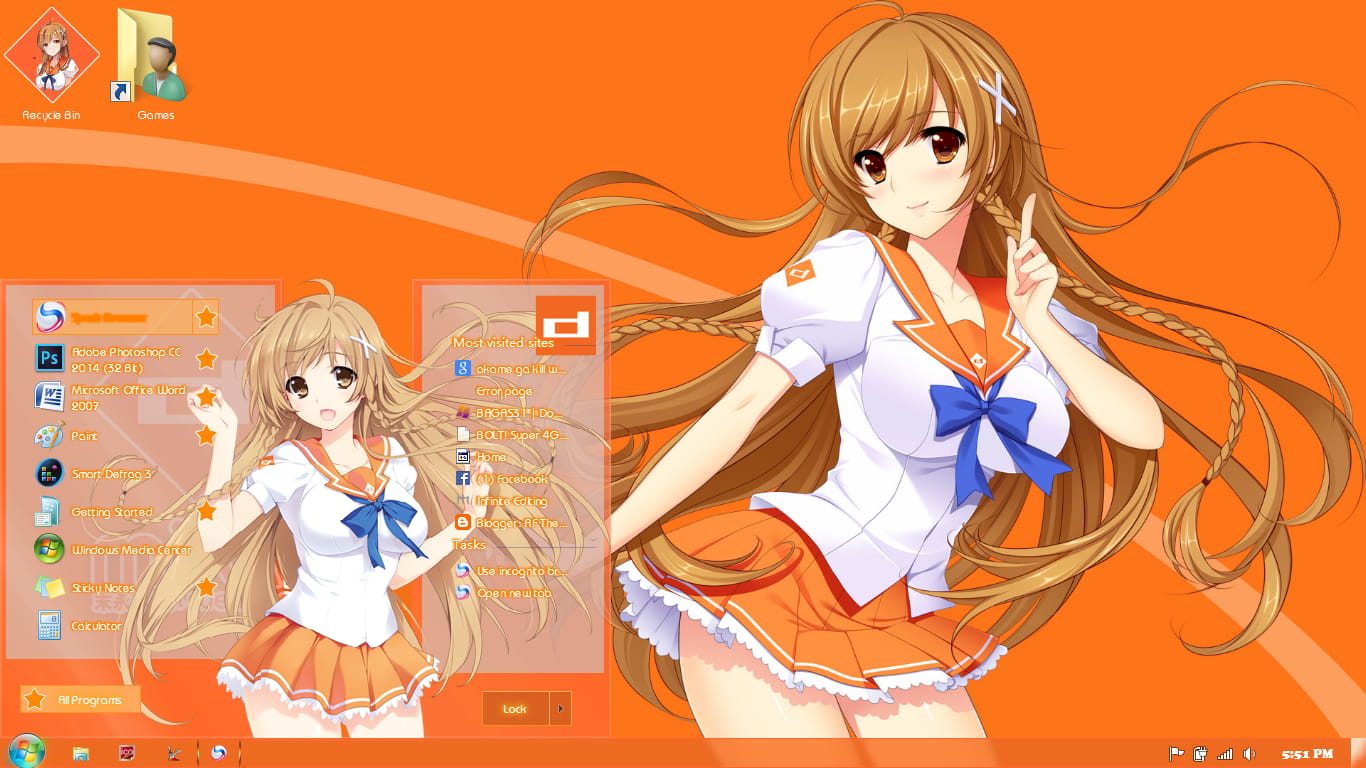 【win7主题】橙色少女 末永未来