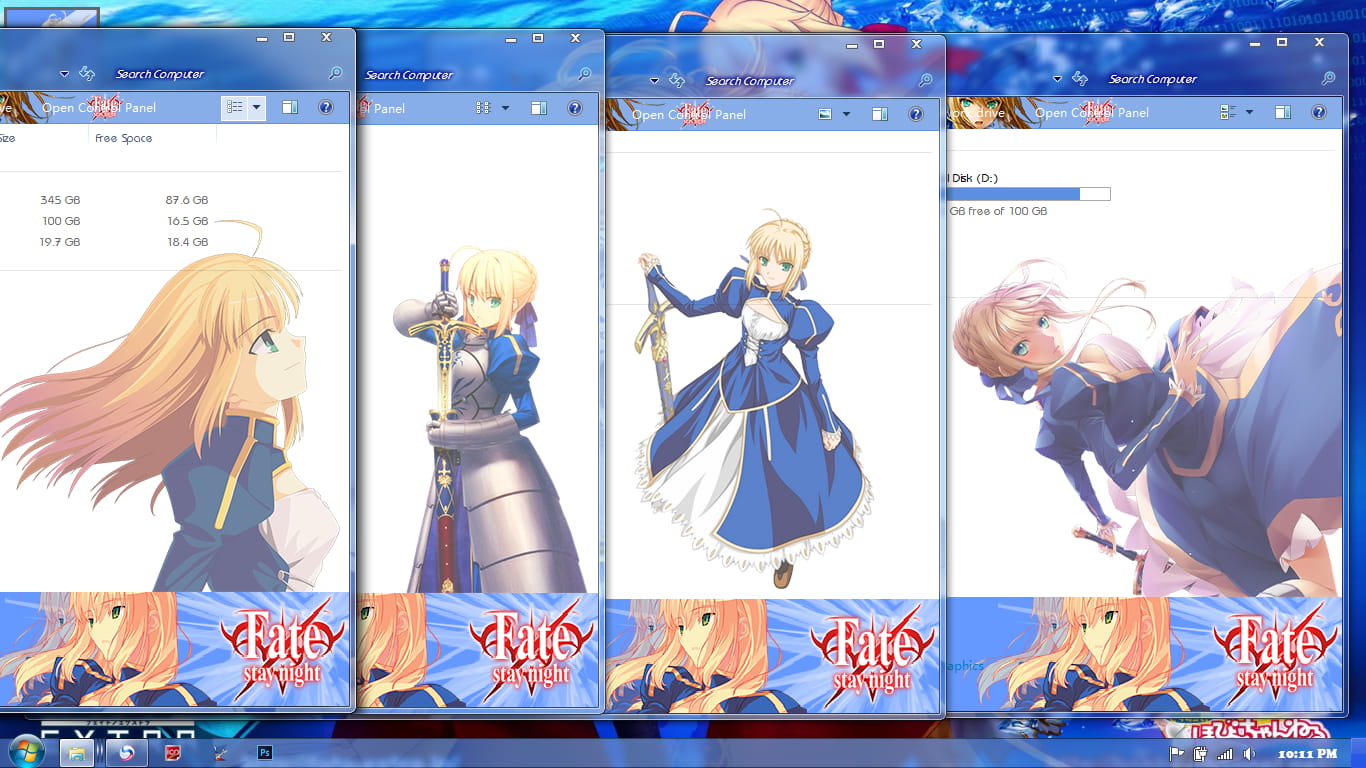 【win7主题】fate stay night 超精美吾王 双子saber