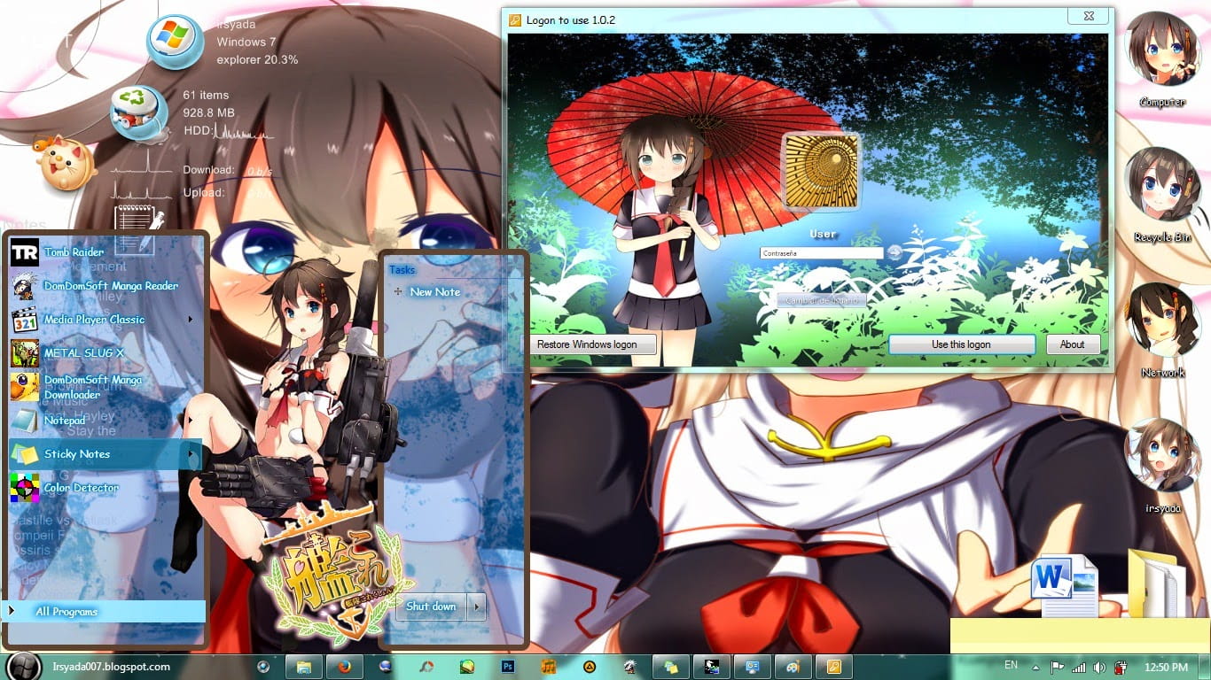 【win7主题】舰娘 麻花辫仆娘时雨