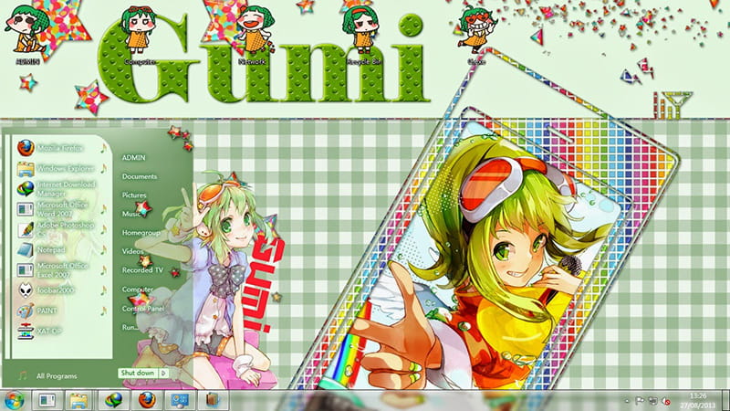 【win7主题】V家主题 元气电音娘Gumi小姐姐