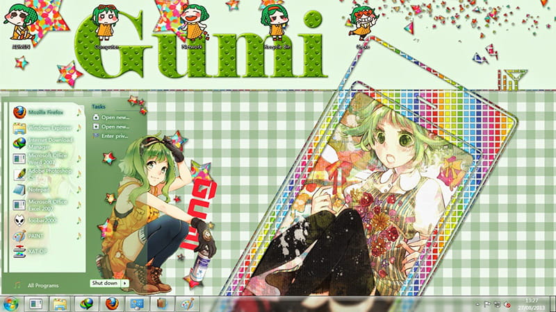 【win7主题】V家主题 元气电音娘Gumi小姐姐