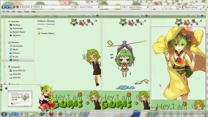 【win7主题】V家主题 元气电音娘Gumi小姐姐