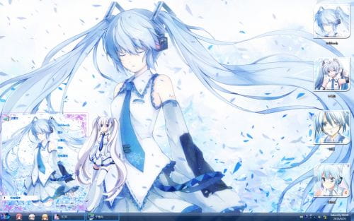 【win7主题】?冰晶世界?Miku雪初音?萌娘资源