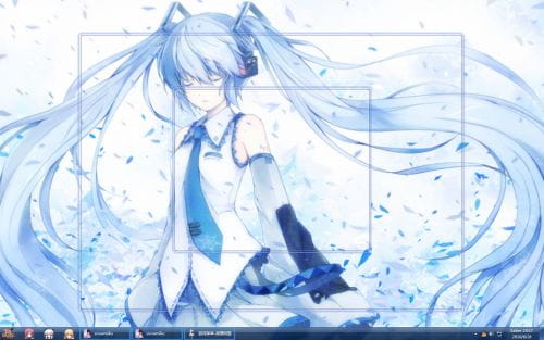 【win7主题】?冰晶世界?Miku雪初音?萌娘资源