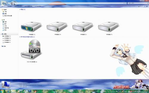 【win7主题】angel beats立华奏 天然呆奏天使电脑主