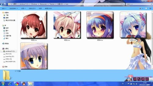 【win7主题】泳装少女萌 清新蓝色调 萌娘资源