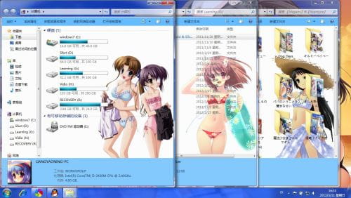 【win7主题】泳装少女萌 清新蓝色调 萌娘资源