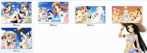 【win7主题】泳装少女萌 清新蓝色调 萌娘资源