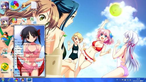 【win7主题】泳装少女萌 清新蓝色调 萌娘资源