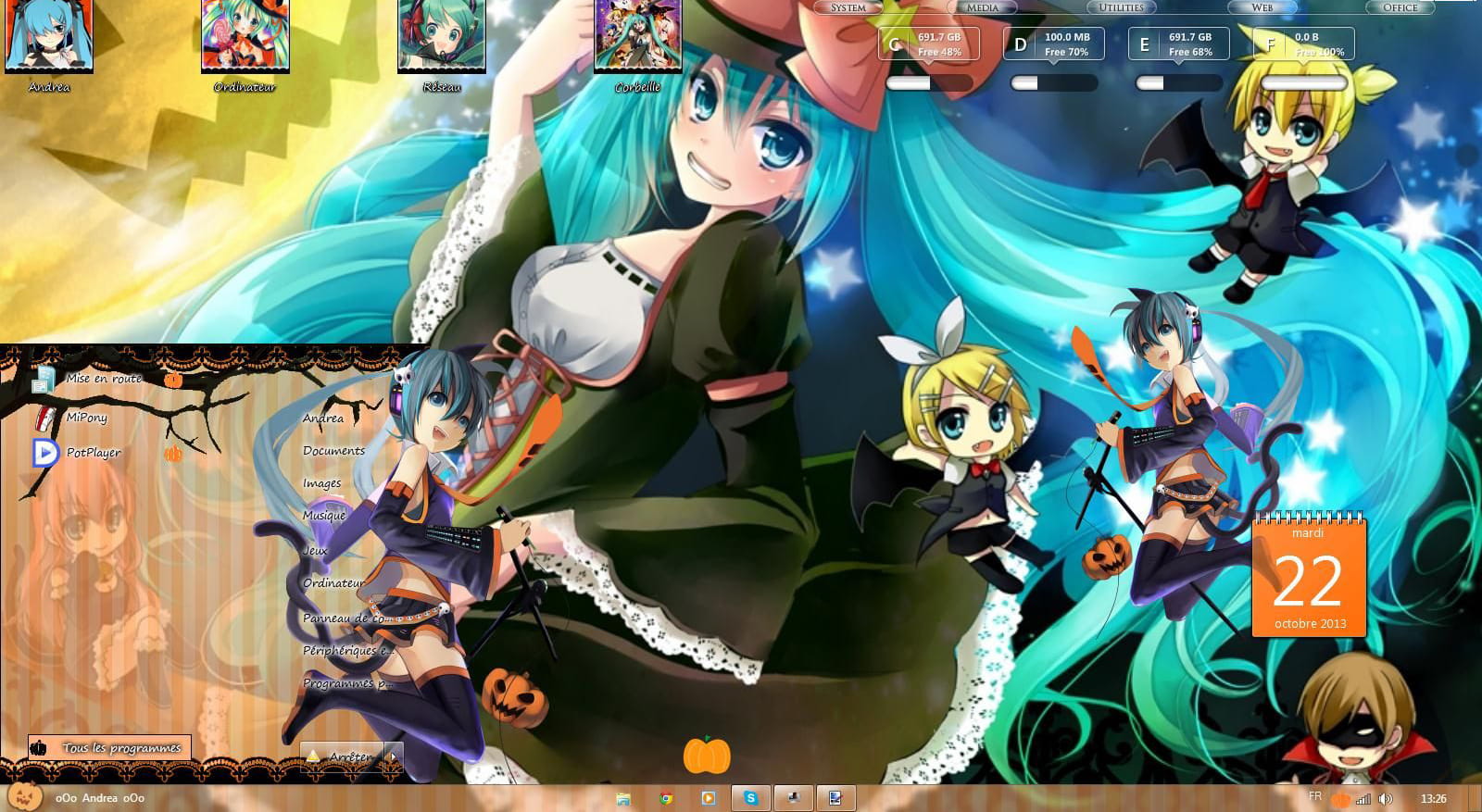 【win7主题】万圣节特辑 南瓜初音miku万圣节~